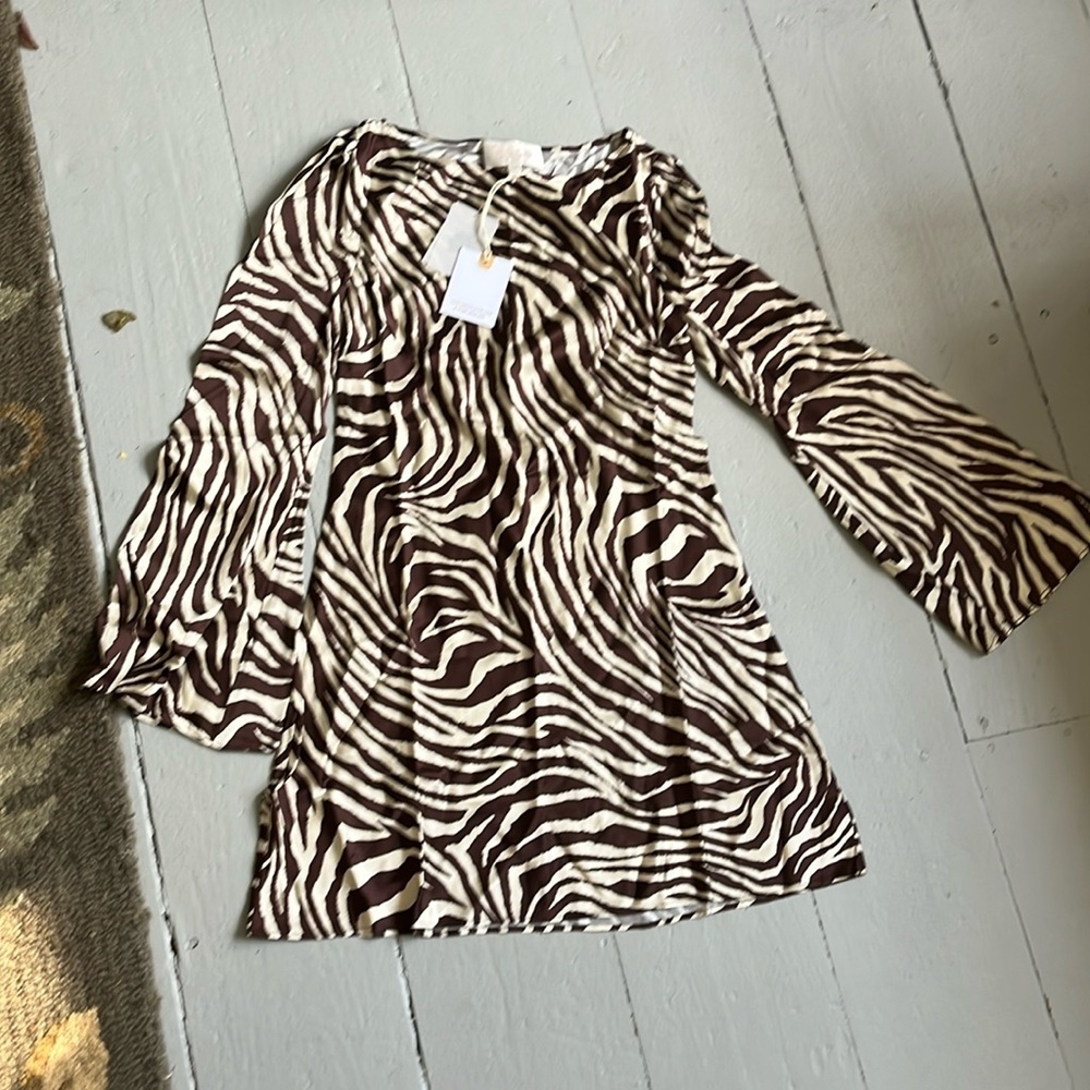 Striped tan and brown dress